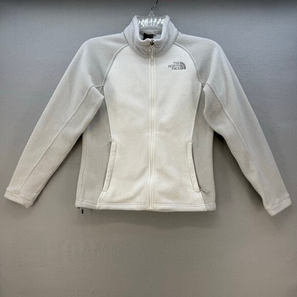 The North Face Fleece Jacket Women's Size S/P White Grey Casual Outerwear Preppy - Picture 1 of 14